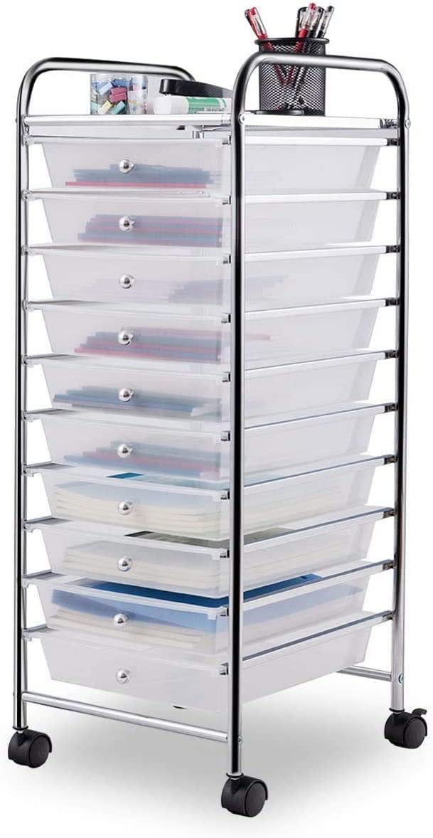 10 Drawer Multicolor Rolling Storage Cart K590