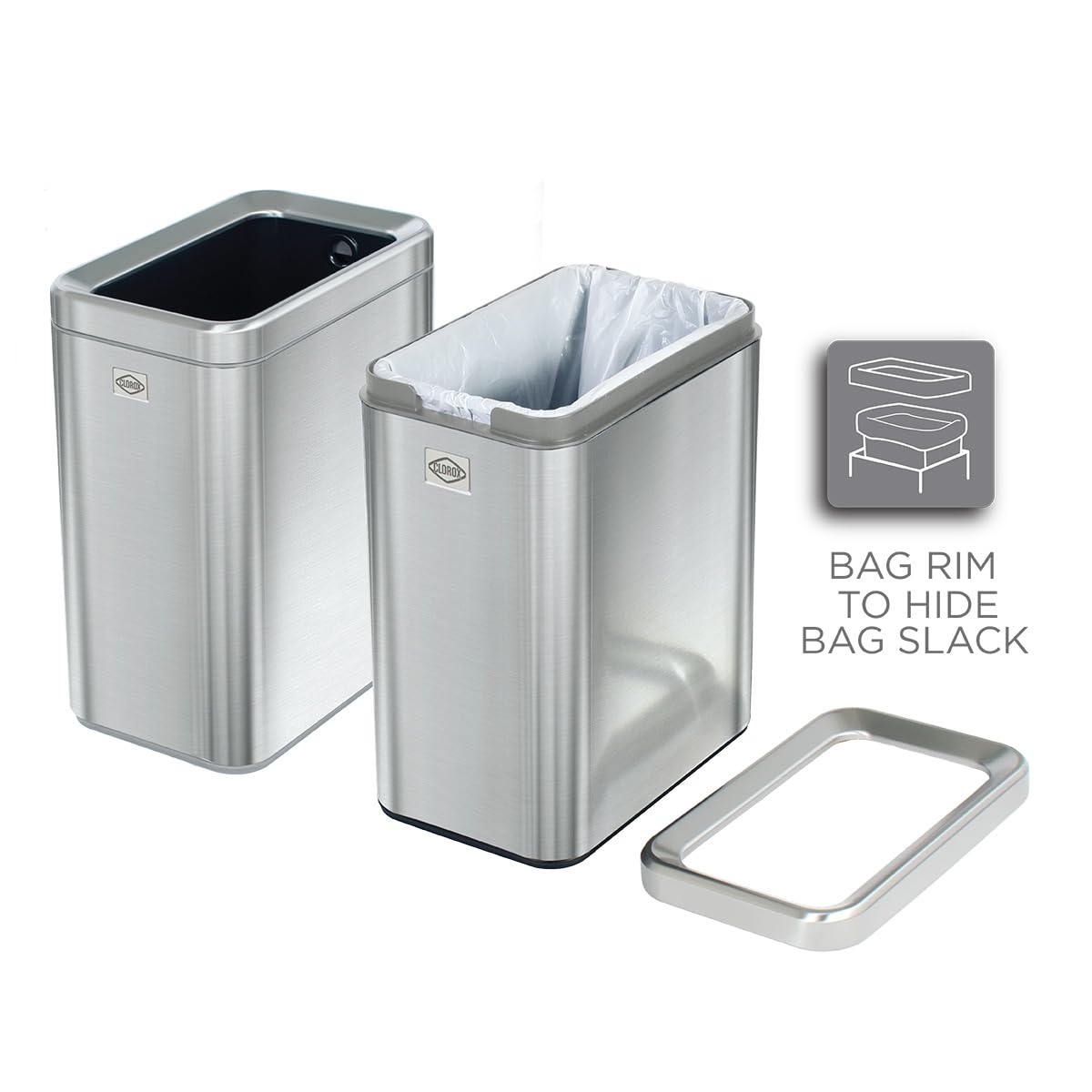 2.6 Gallon Stainless Steel Slim Trash Can with Removable Bucket O363