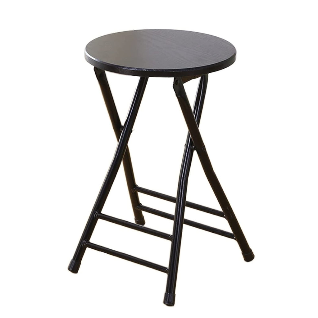Black Round Folding Stool with Metal Frame L640