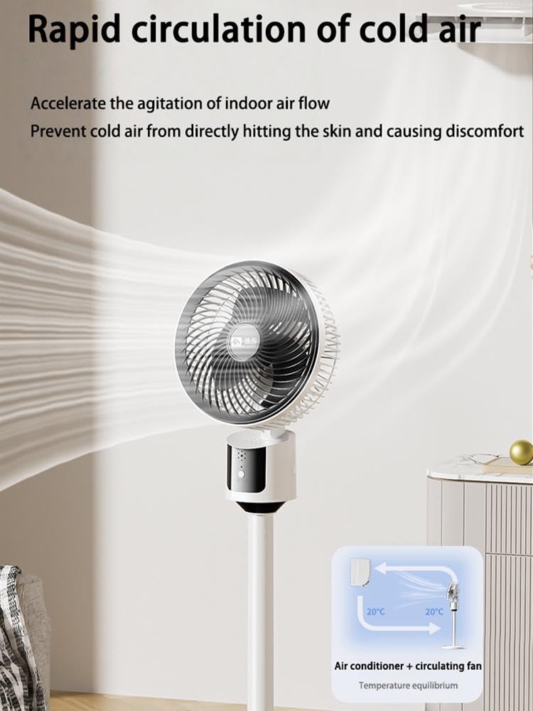Standing Fan with Remote, 90° Oscillating, 3 Speeds, Adjustable Height Q68210