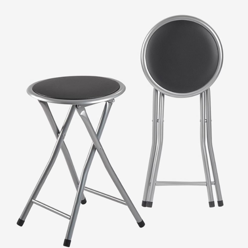 2 Pcs Portable Folding Stools, 18 Inch 330 Lb Capacity Black R901126