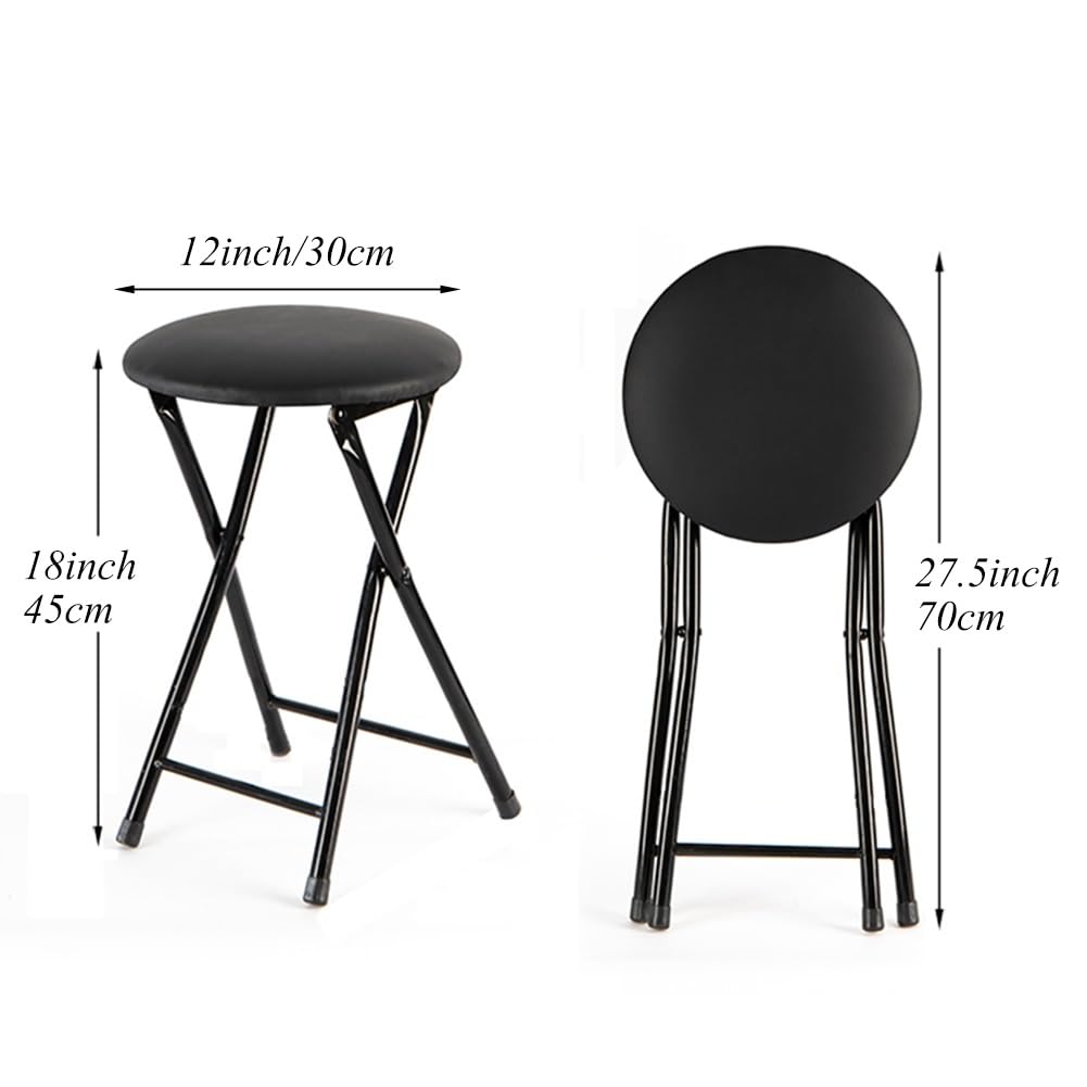 Portable Foldable Stool with Padded Seat 18 Inch Black M6790
