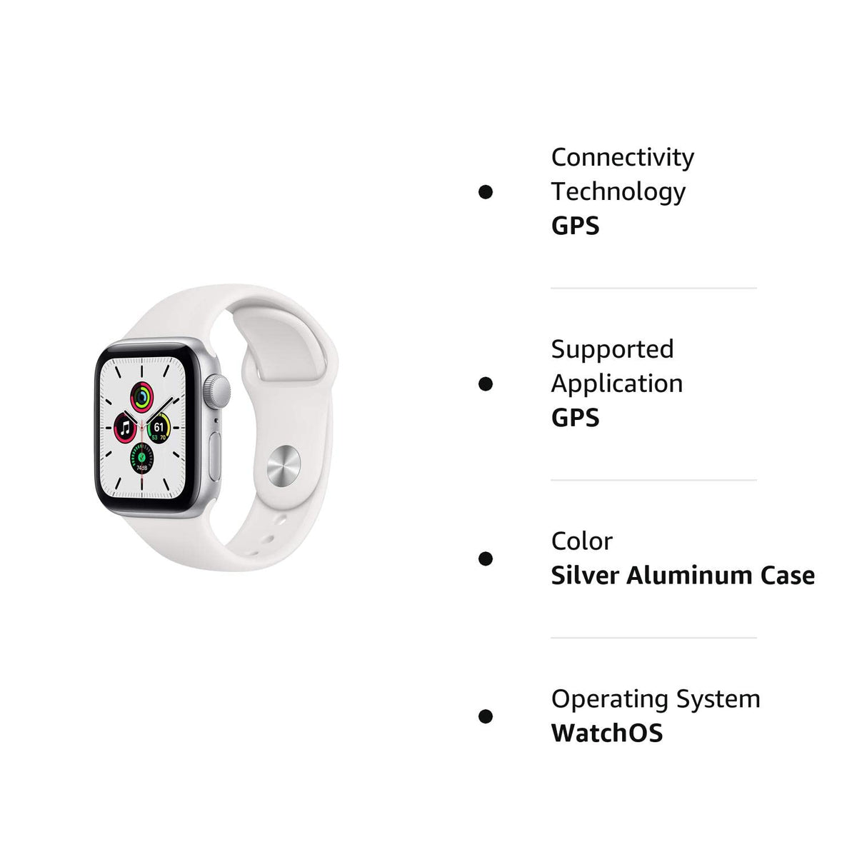 Silver Aluminum Case with White Sport Band Smartwatch T1391