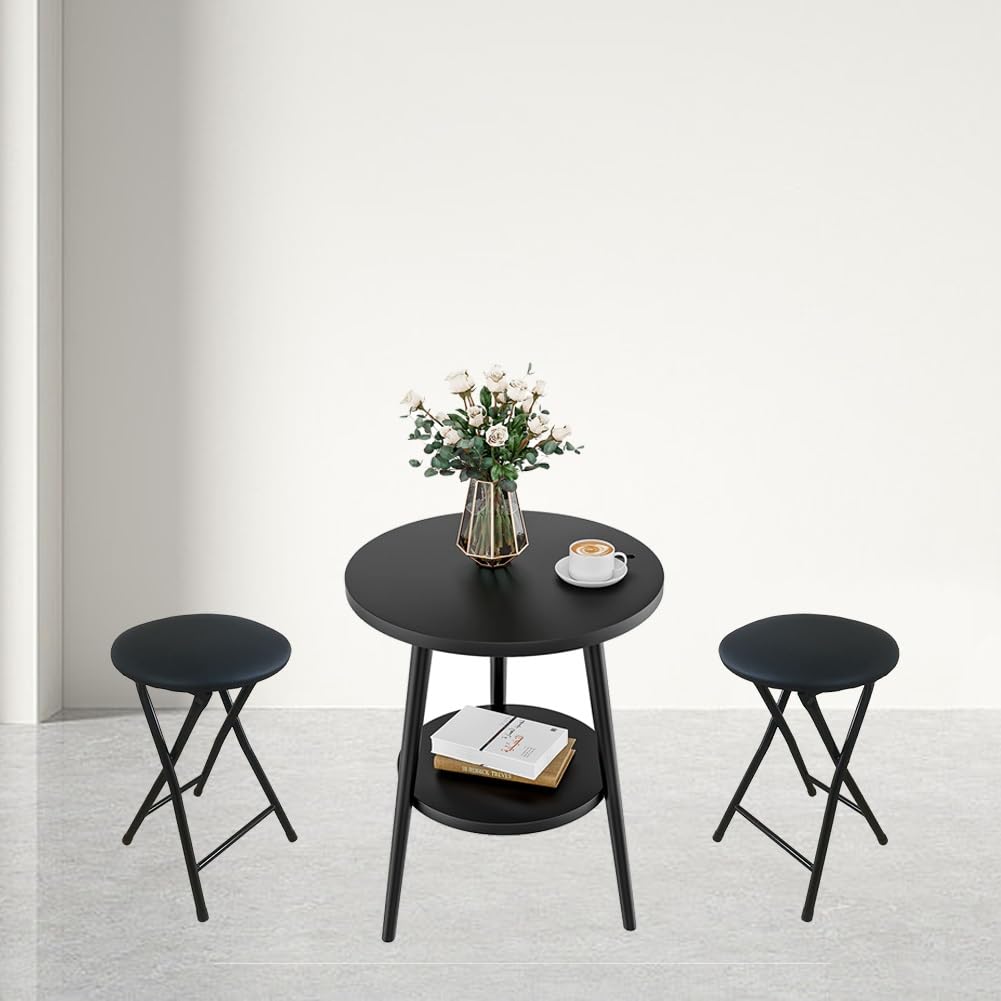 Portable Foldable Stool with Padded Seat 18 Inch Black M6790