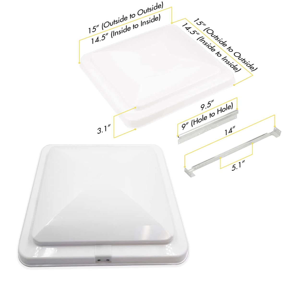 White 14" x 14" Replacement RV Roof Vent Lid Cover A154