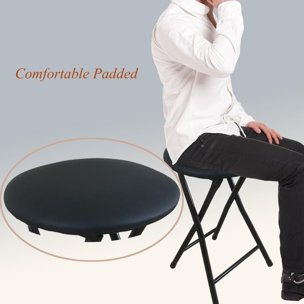 Portable Foldable Stool with Padded Seat 18 Inch Black M6790