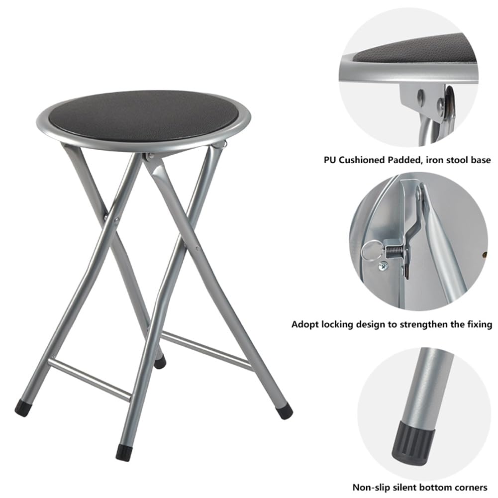 2 Pcs Portable Folding Stools, 18 Inch 330 Lb Capacity Black R901126
