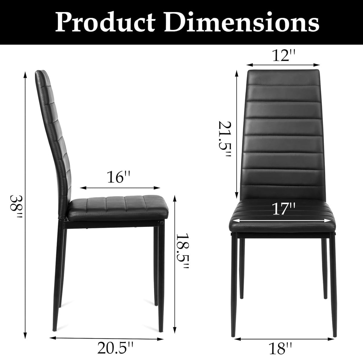 Black Faux Leather Dining Chairs Set of 4 X49989