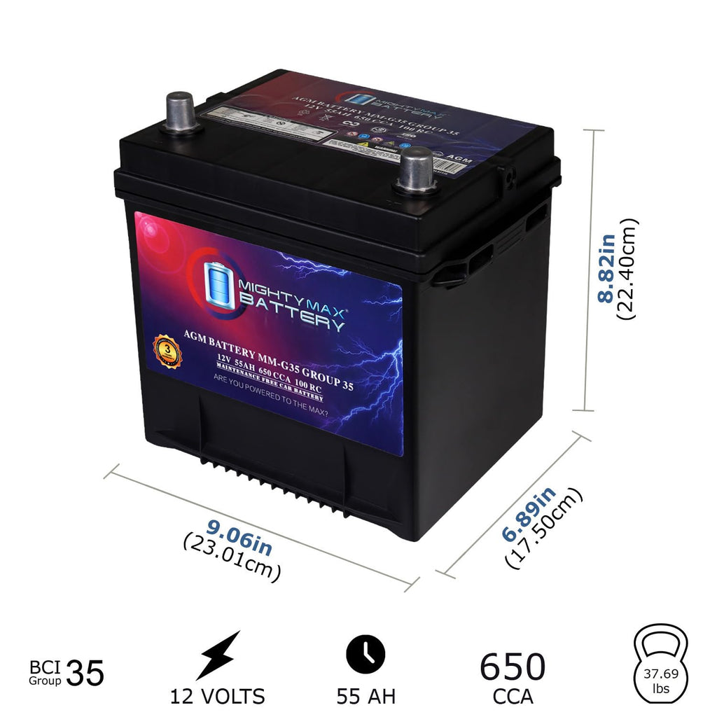 12V 55Ah AGM 650 CCA Group Size 35 Battery R60893