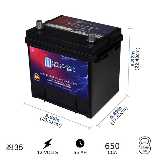 12V 55Ah AGM 650 CCA Group Size 35 Battery R60893