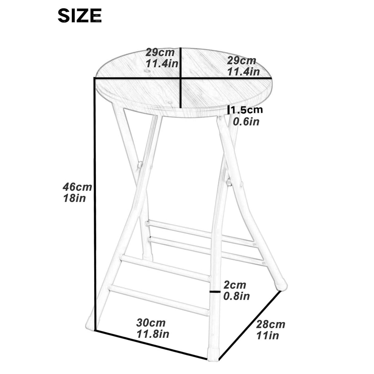 Black Round Folding Stool with Metal Frame L640