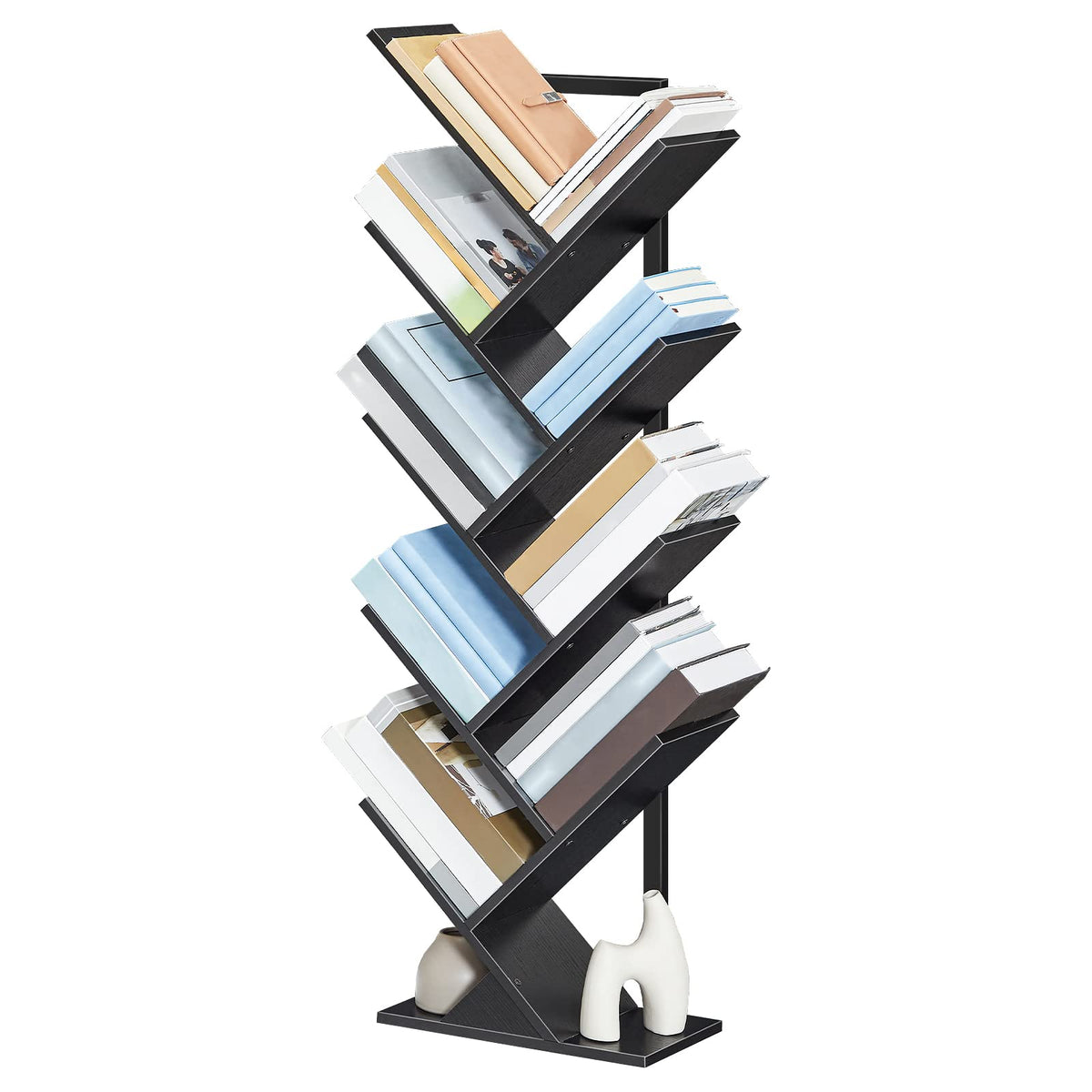 Black 9-Tier Wood Tree Bookshelf G10262