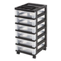 Medium Plastic Storage Cart, 6 Drawers, Black E251