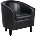 Black Faux Leather Barrel Accent Chairs K893
