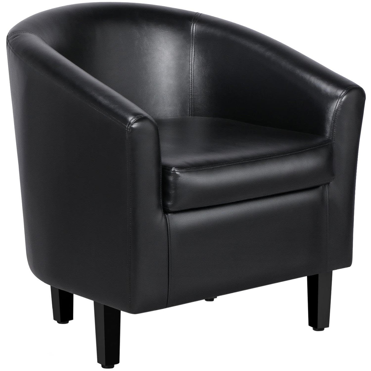 Black Faux Leather Barrel Accent Chairs K893