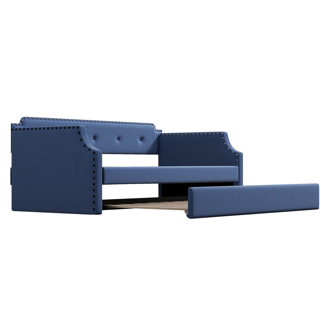Upholstered Linen Daybed with Trundle N8340