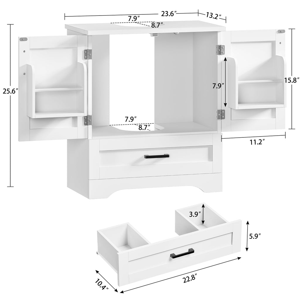 24" Pedestal Sink Storage Cabinet with 2 Doors & 1 Drawer V13368