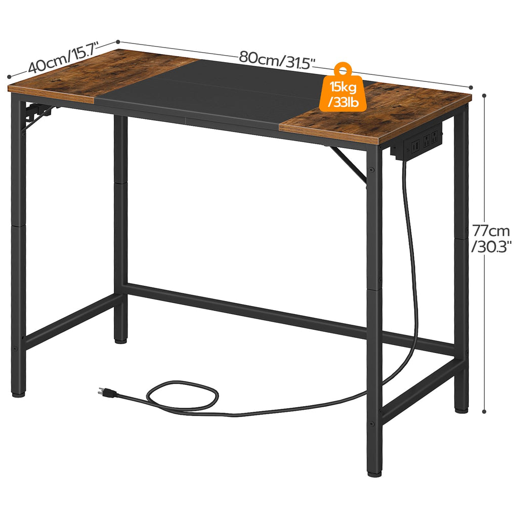 31.5 Inch Computer Desk with Power Outlet and USB Charging Ports T9452