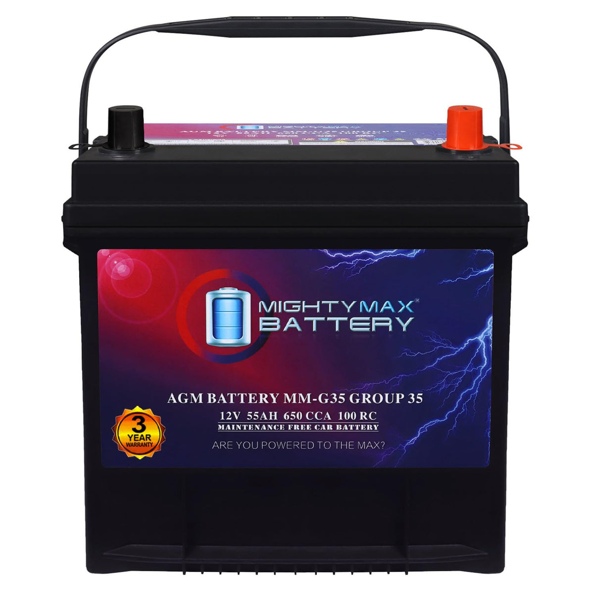 12V 55Ah AGM 650 CCA Group Size 35 Battery R60893