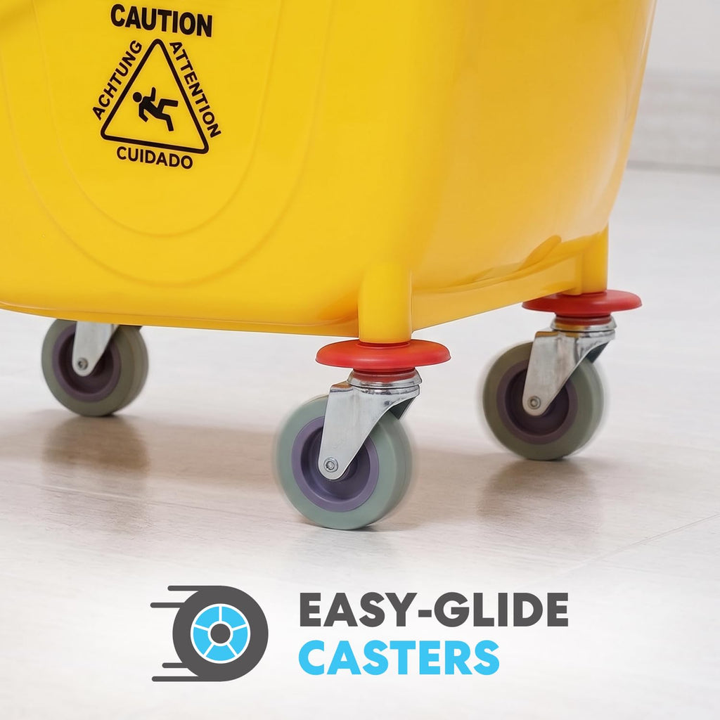 Yellow 26 Quart Mop Bucket on Wheels, 2-Pack Y410023
