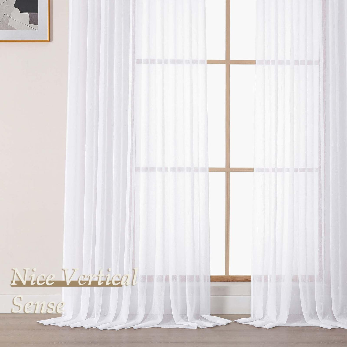 White Sheer Pinch Pleated Curtains 96 Inches 2 Panels O707