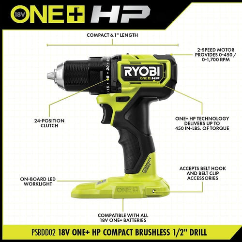18V Brushless Cordless Compact 2-Tool Combo Kit with Drill/Driver S460