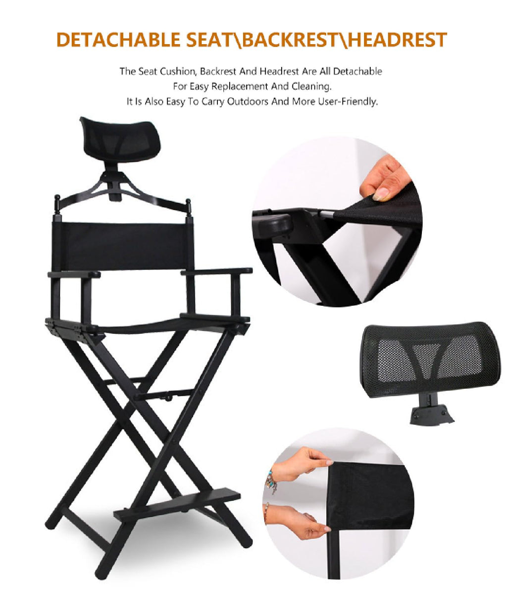 Extra Tall Foldable Makeup Artist Stool Chair with Head Rest E5035