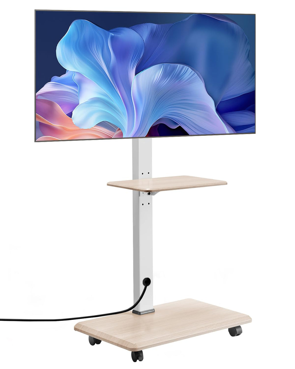 Rolling TV Stand for 32-70 Inch Screens, Height Adjustable with Tray E44940