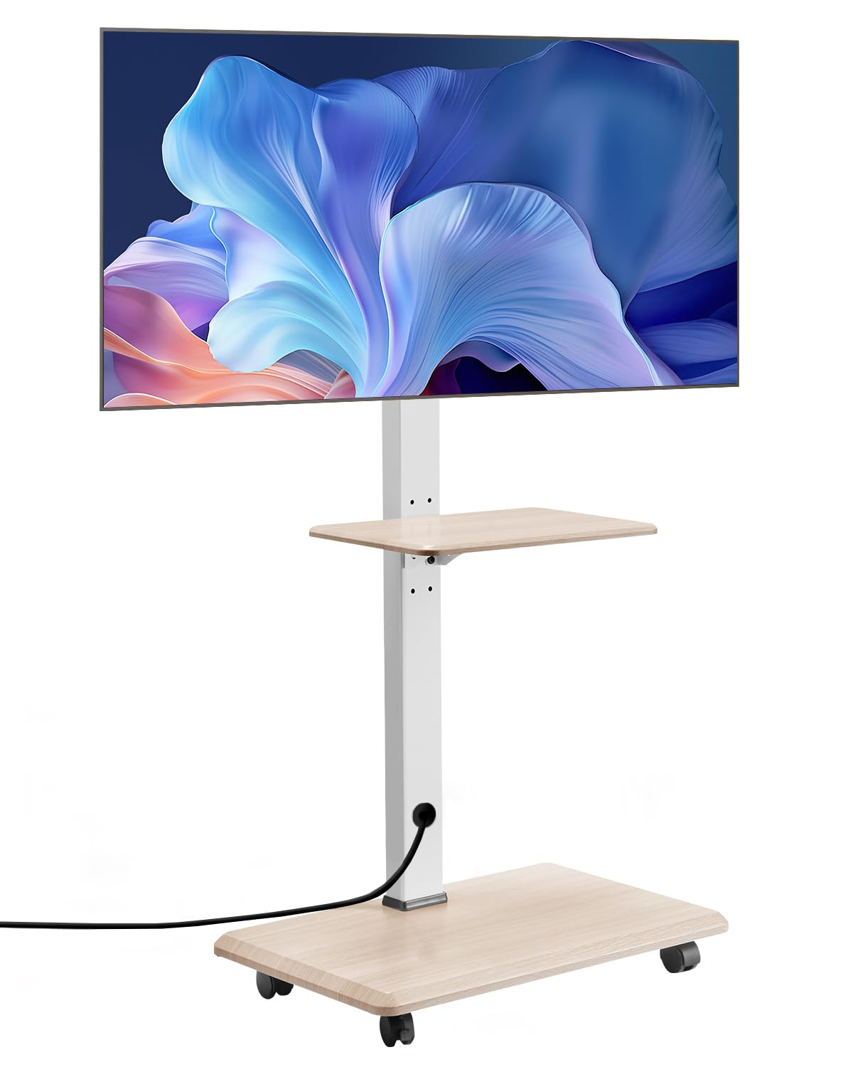 Rolling TV Stand for 32-70 Inch Screens, Height Adjustable with Tray E44940