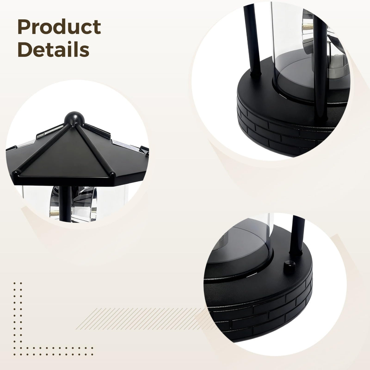 Solar Lighthouse with Rotating Beacon, LED Rotating Lighthouse Lamp, 5.7 x 5.7 x 6.9 in N319607