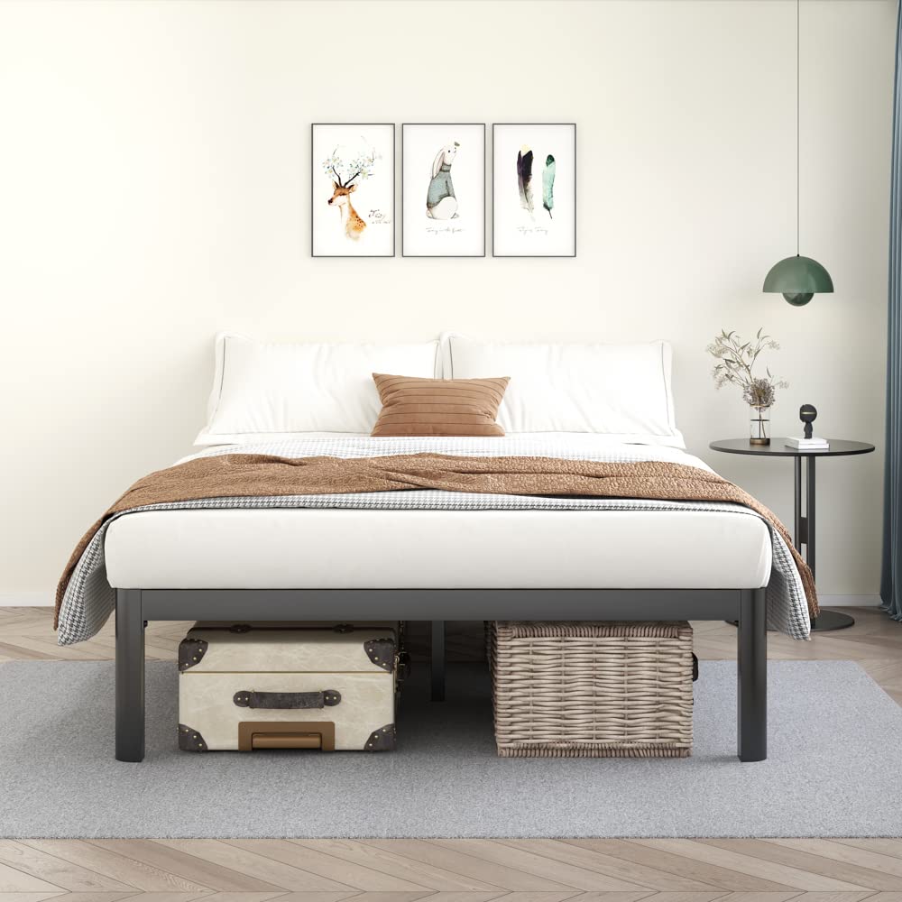 18 Inch Queen Platform Bed Frame with Wooden Slats A50805