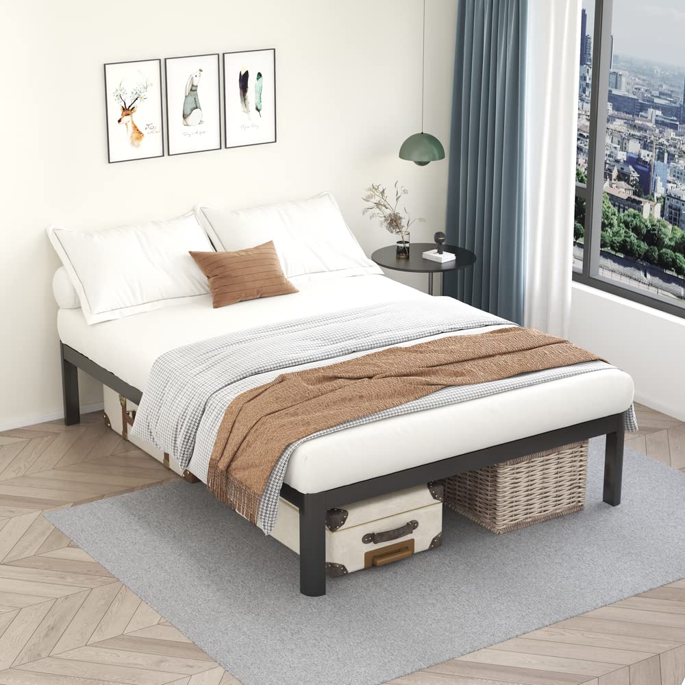 18 Inch Queen Platform Bed Frame with Wooden Slats A50805