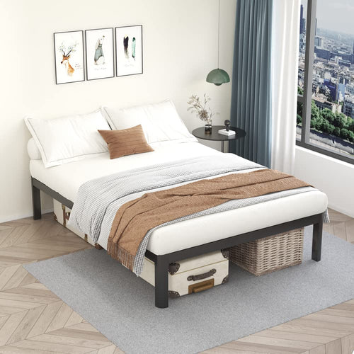 18 Inch Queen Platform Bed Frame with Wooden Slats A50805