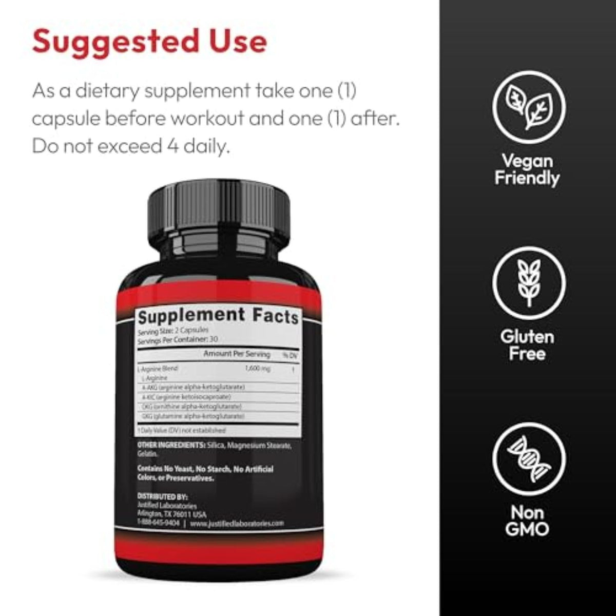 L-Arginine Men's Health Supplement 60 Capsules Pack of 3 W9023