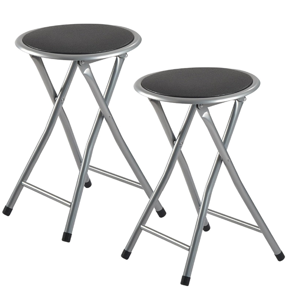 2 Pcs Portable Folding Stools, 18 Inch 330 Lb Capacity Black R901126