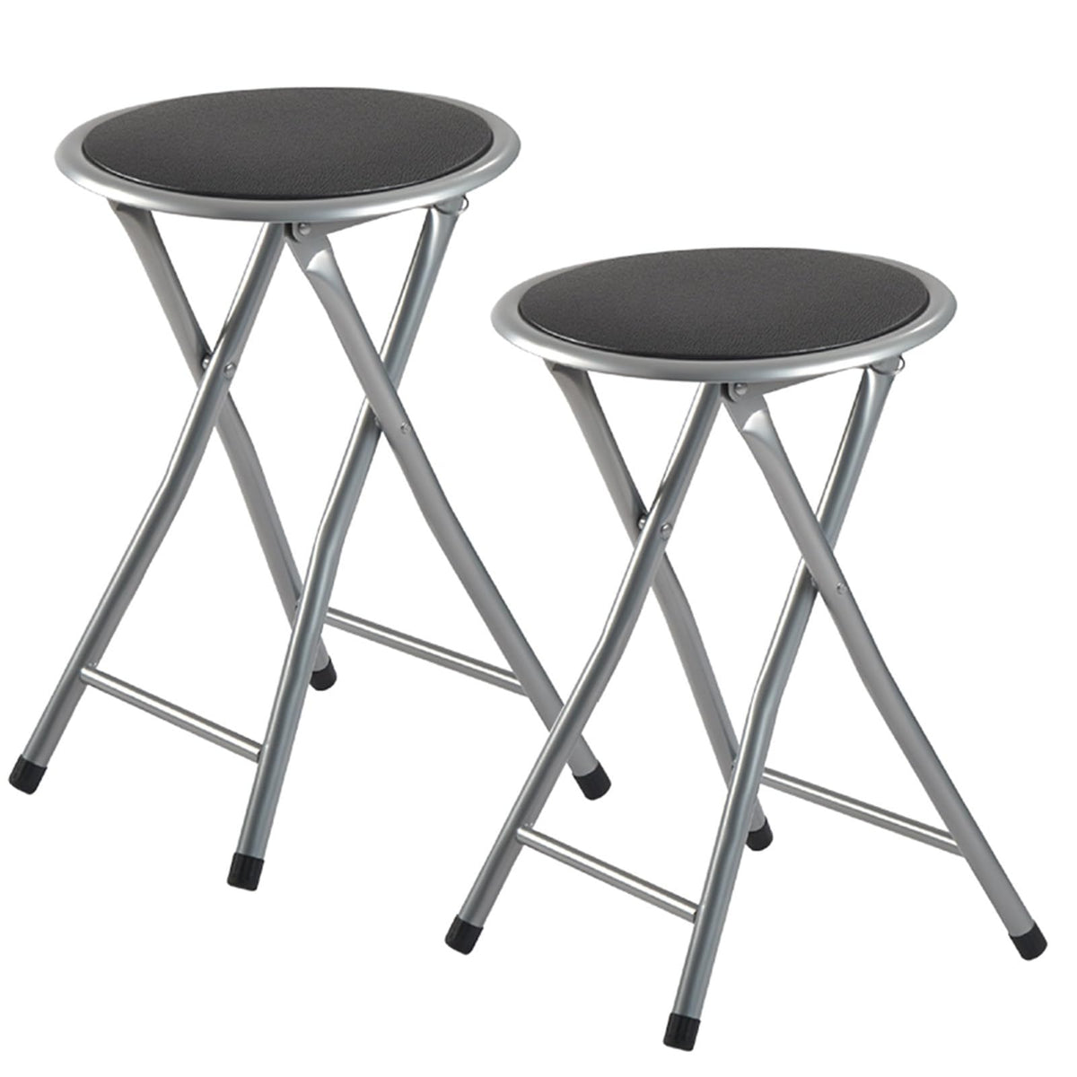 2 Pcs Portable Folding Stools, 18 Inch 330 Lb Capacity Black R901126