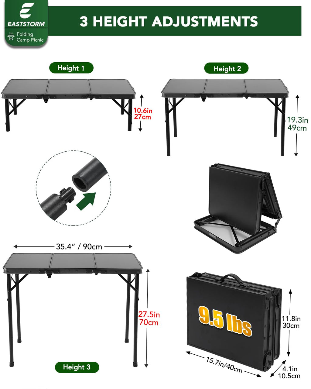 Small Folding Camping Table Black M72602