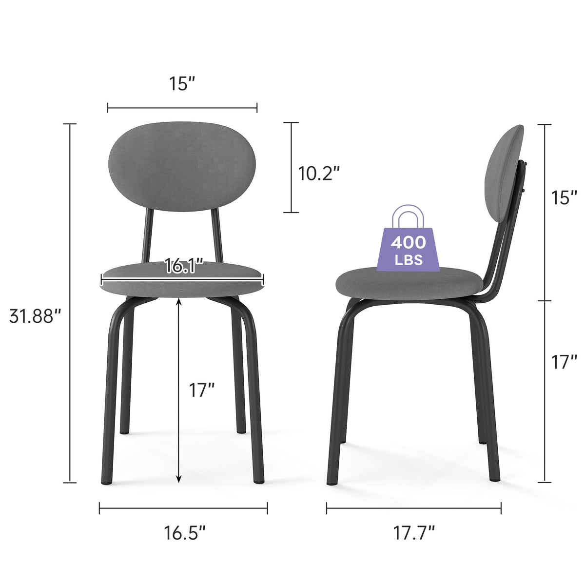 Stackable Dining Chairs Set of 4 Grey S13387