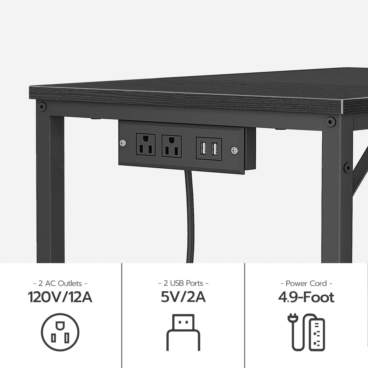 31.5 Inch Computer Desk with Power Outlet and USB Charging Ports T9452