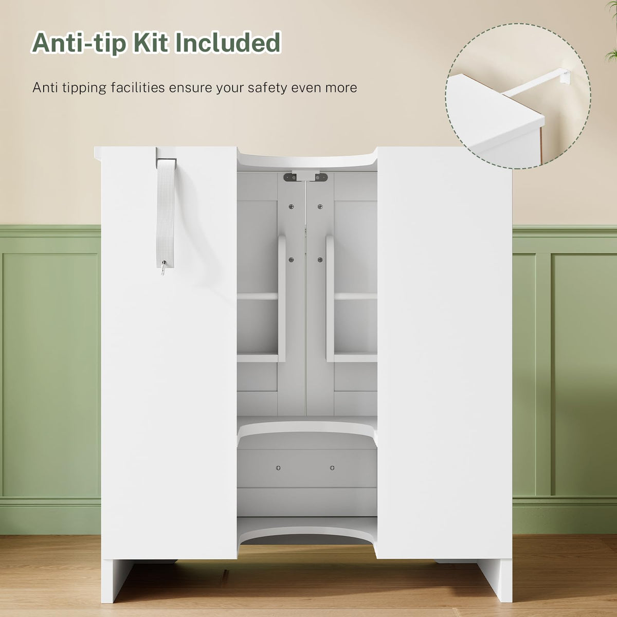 24" Pedestal Sink Storage Cabinet with 2 Doors & 1 Drawer V13368