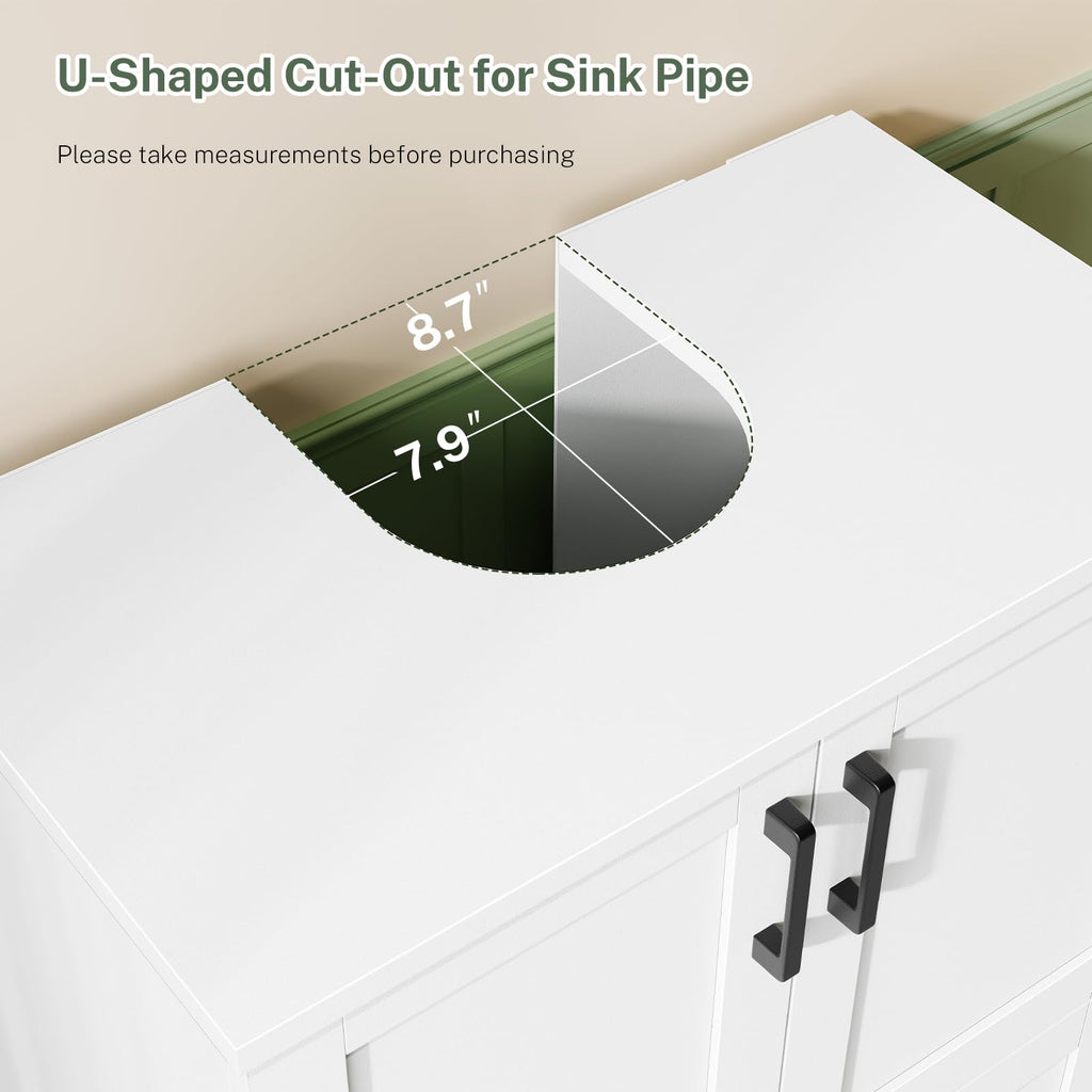 24" Pedestal Sink Storage Cabinet with 2 Doors & 1 Drawer V13368