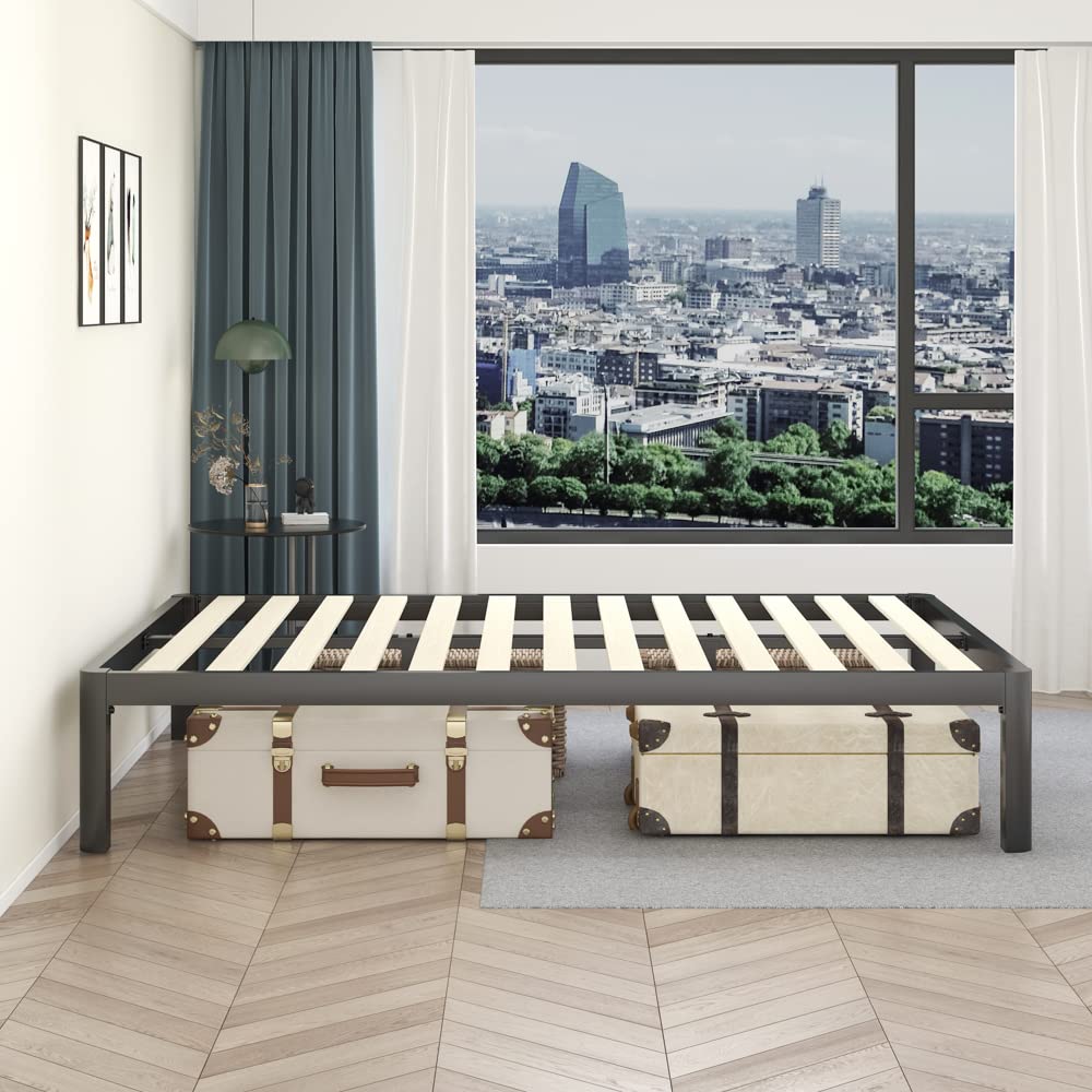 18 Inch Queen Platform Bed Frame with Wooden Slats A50805