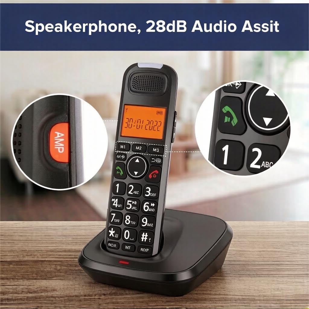 Black Cordless Phone System with Answering Machine P202