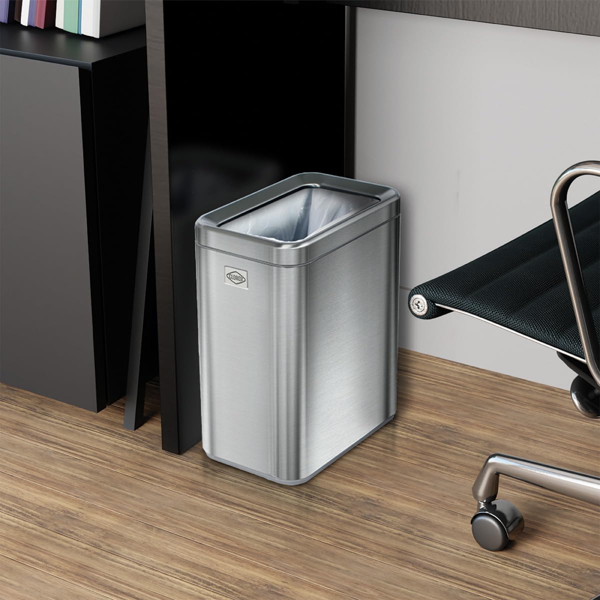 2.6 Gallon Stainless Steel Slim Trash Can with Removable Bucket O363