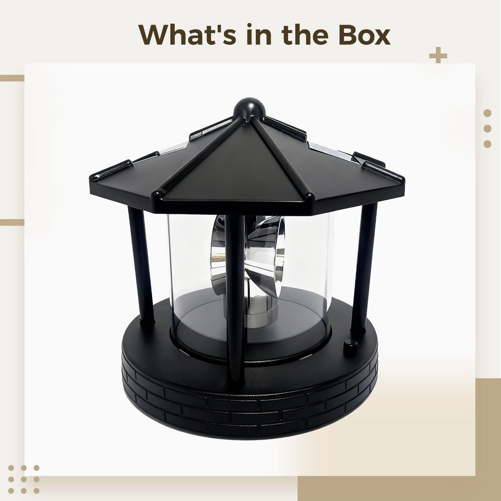 Solar Lighthouse with Rotating Beacon, LED Rotating Lighthouse Lamp, 5.7 x 5.7 x 6.9 in N319607