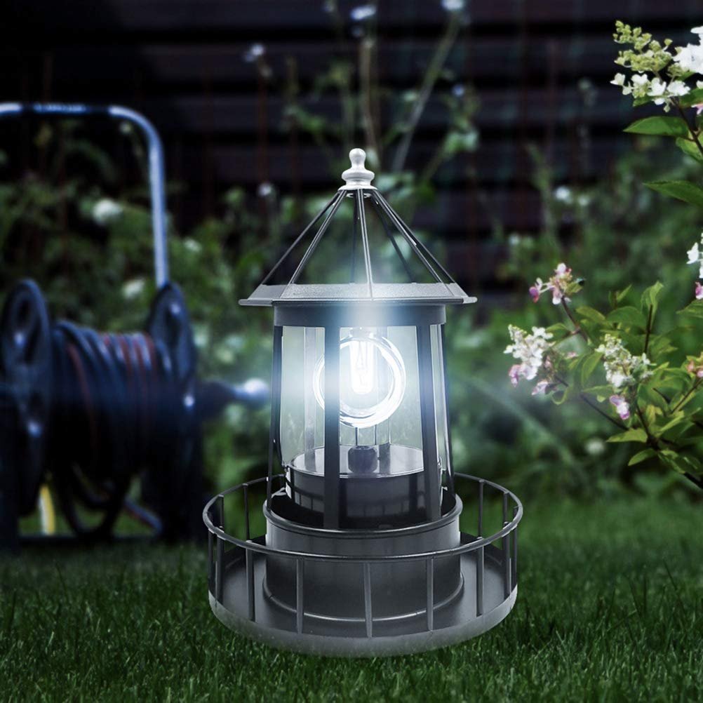 Black Wrought Iron Solar Lighthouse B807943