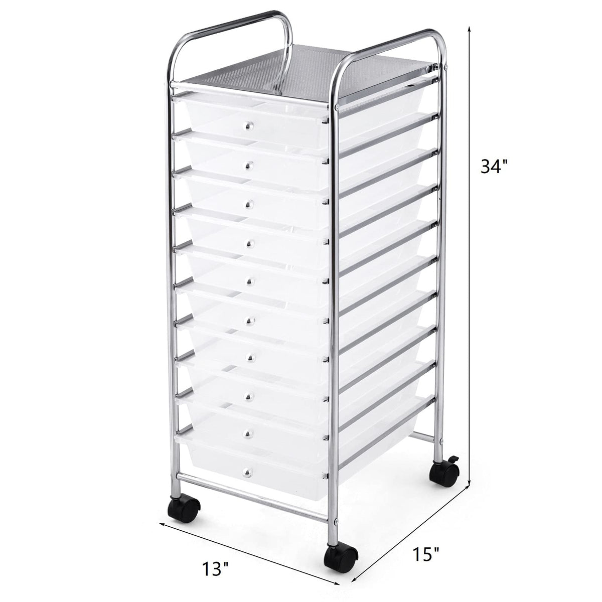 10 Drawer Multicolor Rolling Storage Cart K590