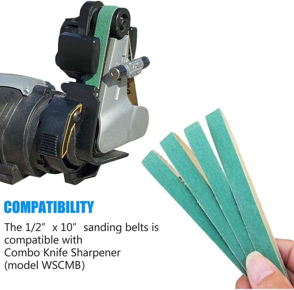 24 Pack 1/2" x 10" Replacement Knife Sharpener Sander Belt Kit 80/120/240/400/1000/1200 Grits G356786