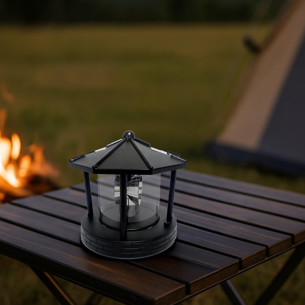 Solar Lighthouse with Rotating Beacon, LED Rotating Lighthouse Lamp, 5.7 x 5.7 x 6.9 in N319607