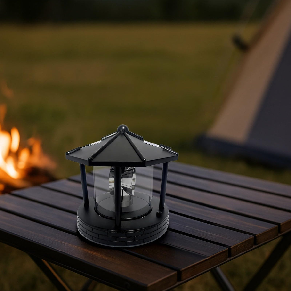 Solar Lighthouse with Rotating Beacon, LED Rotating Lighthouse Lamp, 5.7 x 5.7 x 6.9 in N319607